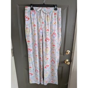 Sanrio My Melody Cinnamoroll Mushroom Print Lounge Pajama Pants Cream Men's XL